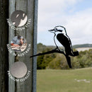 A striking metal silhouette of the Kookaburra by Metalbird Australia—celebrating the beloved Laughing Kookaburra, an Aussie icon—stands out on a fence with text calling out its 3mm corten steel construction, Australian craftsmanship, and premium quality. A softly blurred outdoor landscape completes this tribute to our cherished kingfisher.