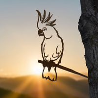 The Deluxe Christmas Gift Pack from Metalbird Australia features a stunning silhouette of a cockatoo perched on a branch, perfect for outdoor display.