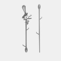 Discover Metalbird Australia's Willie Wagtail Plant Stake—crafted from corten steel, this premium garden stake features a stylized bird on leafy branches and has a forked base for easy staking. A unique gift for any garden lover.