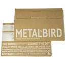 A brown cardboard envelope and box labeled UPSELL, featuring a premium metal Kookaburra silhouette, proudly made in Australia. Includes installation tips, public art details, and UPSELL's contact info.